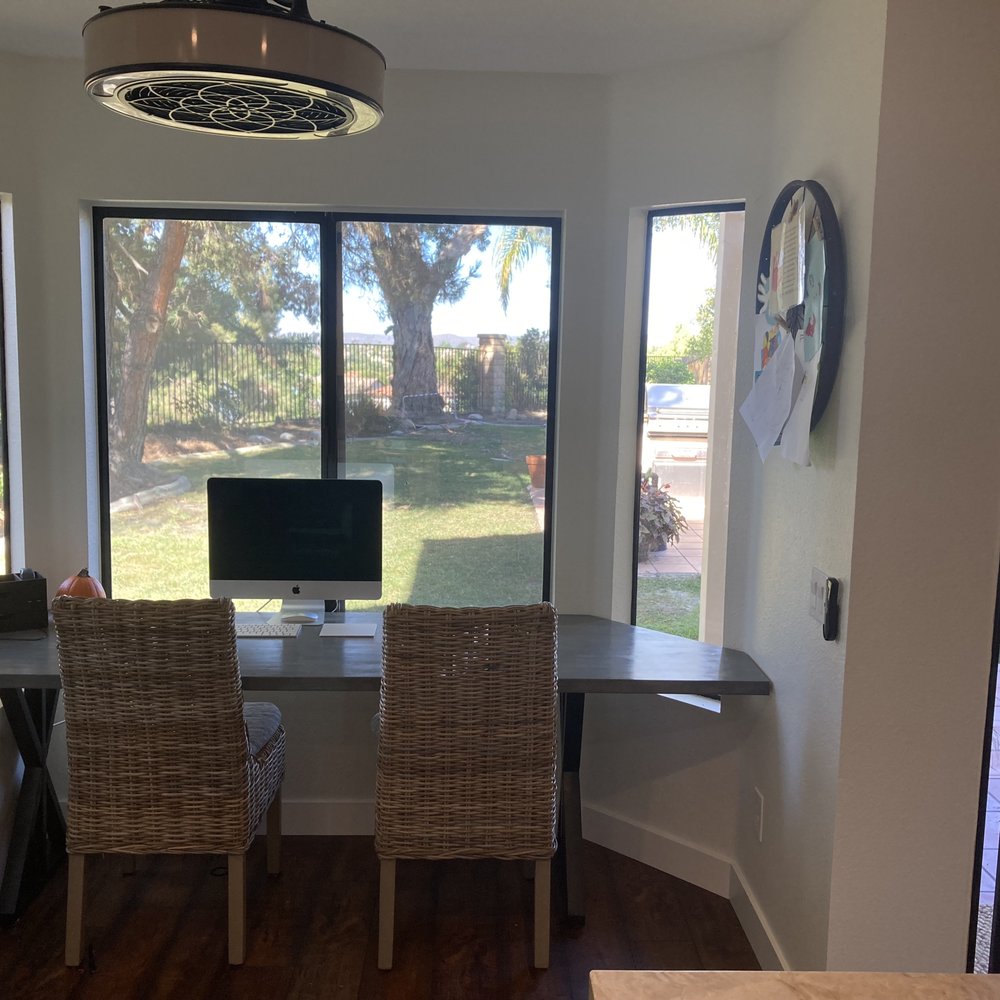 Re Imagined Interiors - Marie had this desk built for our awkward dining nook. It keeps our kitchen spacious and is great for homework. - Interior Design Near Me Re Imagined Interiors - Marie had this desk built for our awkward dining nook. It keeps our kitchen spacious and is great for homework. - Interior Design Near Me