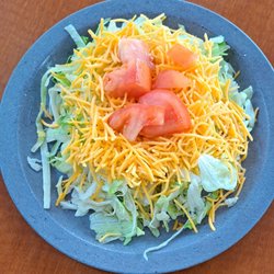 Dad's Coneys - Shredded lettuce, cheddar cheese and tomatoes