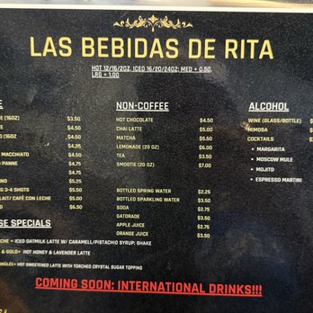 Rita’s Café - Menu - Coffee & Tea Near Me - Lake Mary, Florida Rita’s Café - Menu - Coffee & Tea Near Me - Lake Mary, Florida