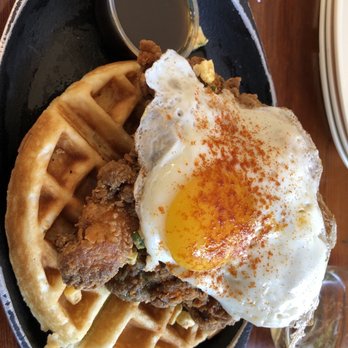 Escala - Spicy fried chicken and coconut waffle - Colombian Near Me - Los Angeles, California Escala - Spicy fried chicken and coconut waffle - Colombian Near Me - Los Angeles, California