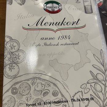 Firenze Haderslev - Front cover of menu - Italian Near Me - Haderslev, 83 Firenze Haderslev - Front cover of menu - Italian Near Me - Haderslev, 83
