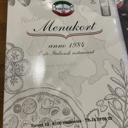 Firenze Haderslev - Front cover of menu