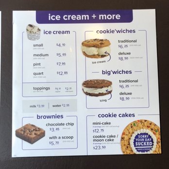 Insomnia Cookies - Menu board. The deluxe cookie is big enough to share or save half for later. - Desserts Near Me - Davis, California Insomnia Cookies - Menu board. The deluxe cookie is big enough to share or save half for later. - Desserts Near Me - Davis, California