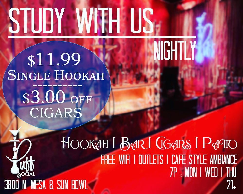 Puff Social Hookah & Cocktail Lounge 3800 N Mesa St, El Paso, TX