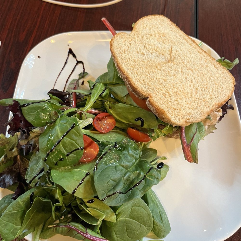 Chicken Salad Sandwich and salad yeeee haw