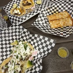 Vegetarian tacos at the top, El, Pastor quesadilla and Asada tacos or all just so good.