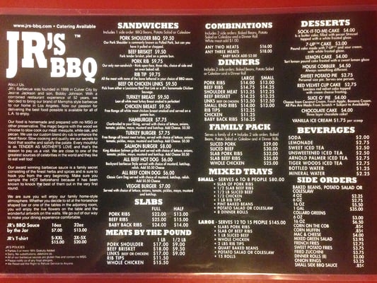 Menu photo 8 JR's Barbeque Culver City, CA Menu photo 8 JR's Barbeque Culver City, CA