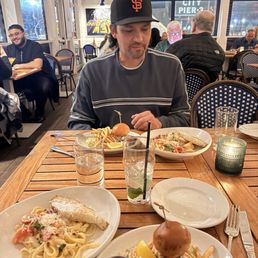 Lobster Fettuccini , Lobster Roll split to share, and my refreshing Nojito.
