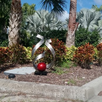 Mobile Welder - Stainless steel Freedom Ribbon with powdercoated red sphere - Metal Fabricators Near Me