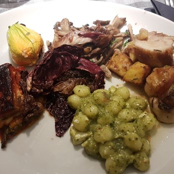 L'Etto - Chicken wrapped with prosciutto, roasted veggies, stuffed squash blossom, gnocchi with broccoli, And a few other things - Italian Near Me - Naples, NA L'Etto - Chicken wrapped with prosciutto, roasted veggies, stuffed squash blossom, gnocchi with broccoli, And a few other things - Italian Near Me - Naples, NA