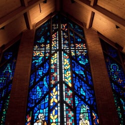 First United Methodist Church of Arlington Heights - This floor-to-ceiling stained glass window is located at the front of our worship center on Euclid Avenue.