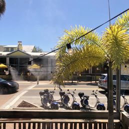 Electric scooters. Coffee pit stop.