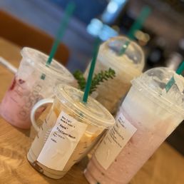 Carmel Caramel Macchiato, Pink drink, Carmel Frappuccino, Strawberry Frappuccino