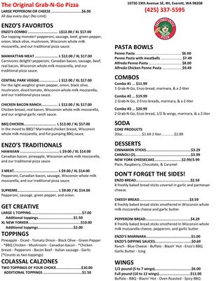 Menu photo 2 East Coast Enzo's Pizza Everett, WA Menu photo 2 East Coast Enzo's Pizza Everett, WA