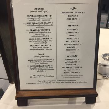 Paper Co Cafe - Menu - Coffee & Tea Near Me - Houston, Texas