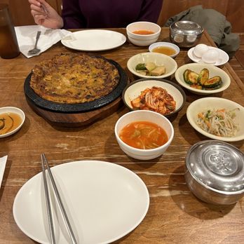 Lighthouse Tofu - Kimchi pancake and banchans - Korean Near Me - Annandale, Virginia Lighthouse Tofu - Kimchi pancake and banchans - Korean Near Me - Annandale, Virginia