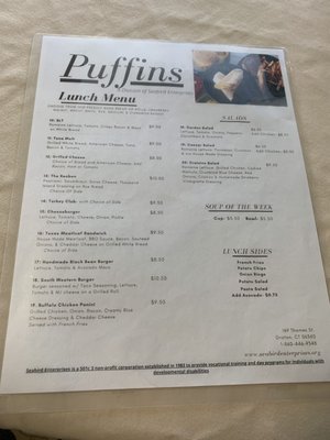 Menu photo 3 Puffins Restaurant Groton, CT