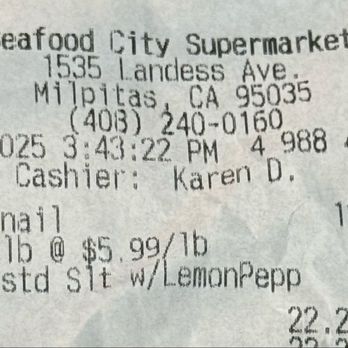 Seafood City Supermarket - receipt - Seafood Markets Near Me - Milpitas, California