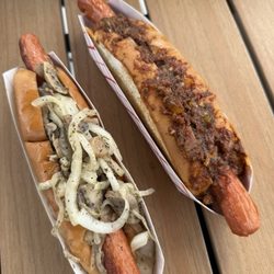 Frankies - Mushroom & Onion Hot Dog Famous Chili Hot Dog