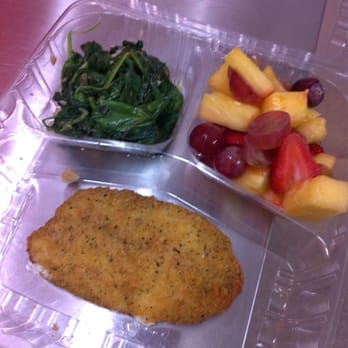 Jami's Fine Foods - Parmesan crusted tilapia, garlic spinach and fresh fruits. - Caterers Near Me - Bellaire, Texas Jami's Fine Foods - Parmesan crusted tilapia, garlic spinach and fresh fruits. - Caterers Near Me - Bellaire, Texas