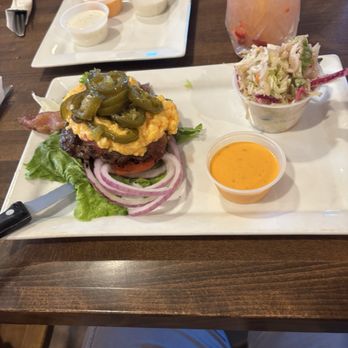 Scratch Kitchen - Spicy South Burger without bun - comes with Comeback sauce and coleslaw - Gastropubs Near Me - Mooresville, North Carolina Scratch Kitchen - Spicy South Burger without bun - comes with Comeback sauce and coleslaw - Gastropubs Near Me - Mooresville, North Carolina