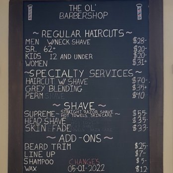 The Ol' Barbershop - Price list for 2022 - Barbers Near Me - Everett, Washington The Ol' Barbershop - Price list for 2022 - Barbers Near Me - Everett, Washington