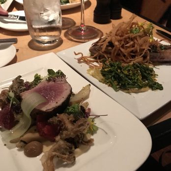 Black's Bar & Kitchen - Seared tuna (left) and pork chop - split up for us! - New American Near Me - Bethesda, Maryland
