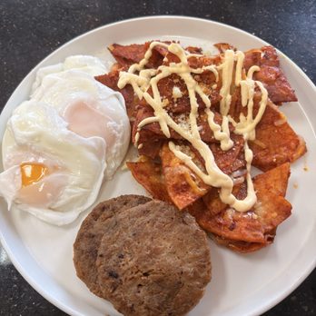 Your Way Cafe - Build Your Own Breakfast (Poached egg, sausage, and chilaquiles) - Burgers Near Me - Las Vegas, Nevada Your Way Cafe - Build Your Own Breakfast (Poached egg, sausage, and chilaquiles) - Burgers Near Me - Las Vegas, Nevada
