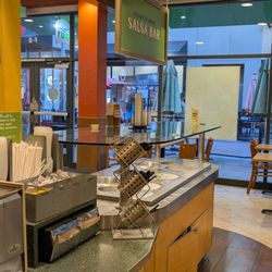 Rubio's Coastal Grill - Salsa bar. I took this photo 2 minutes before they closed, hence why there was no salsa there