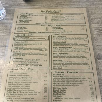 The Forks Resort - Menu - Resorts Near Me - Bass Lake, California