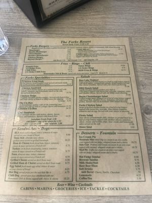 Menu photo 1 The Forks Resort Bass Lake, CA