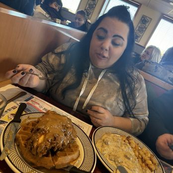 JJ's Diner - Chicken and waffles with maple gravy (Sunday only). Potatoes with sausage gravy. - Breakfast & Brunch Near Me - Egg Harbor Township, New Jersey JJ's Diner - Chicken and waffles with maple gravy (Sunday only). Potatoes with sausage gravy. - Breakfast & Brunch Near Me - Egg Harbor Township, New Jersey