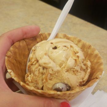 Buds Ice Cream - Chocolate peanut butter ice cream in a waffle bowl! The pb swirls were to die for! - Ice Cream & Frozen Yogurt Near Me - Truckee, California