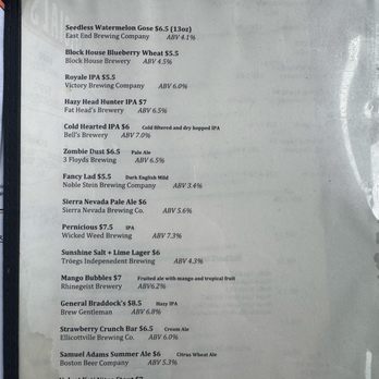 Brunzies - Draft beer menu - American Near Me - Indiana, Pennsylvania