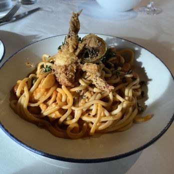 Trattoria Polipo - Bucatini Frutti di Mare w/ Fried Soft Shell Crab - Italian Near Me - Augusta, Georgia