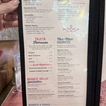 Pappasitos DFW - Menu Page 2 - Tex-Mex Near Me - Grapevine, Texas
