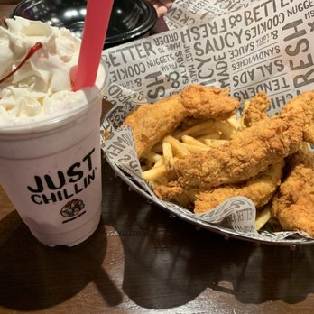 PDQ Chicken - Strawberry Milkshake, Chicken tenders, and fries. - Chicken Shop Near Me - Orlando, Florida PDQ Chicken - Strawberry Milkshake, Chicken tenders, and fries. - Chicken Shop Near Me - Orlando, Florida