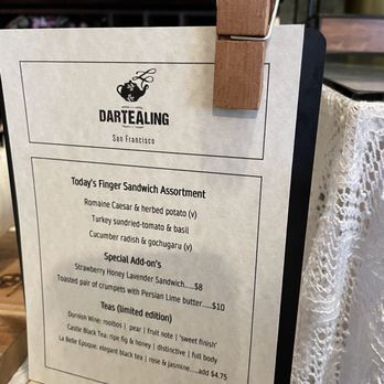 Dartealing Lounge - Today's menu - Tea Rooms Near Me - San Francisco, California Dartealing Lounge - Today's menu - Tea Rooms Near Me - San Francisco, California