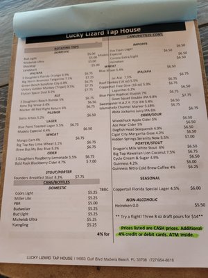Menu photo 2 Lucky Lizard Tap House Madeira Beach, FL