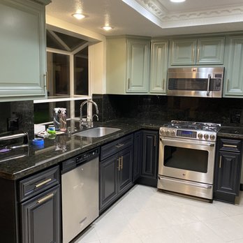 VIP Home Painting - Cabinet Painting - 2 Tone Cabinet Painting in Upland - Painters Near Me - Fontana, California VIP Home Painting - Cabinet Painting - 2 Tone Cabinet Painting in Upland - Painters Near Me - Fontana, California