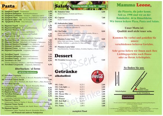 Menu photo 1 Pizzeria Mamma Leone Rüsselsheim, HE