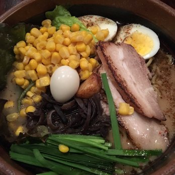 Ramen Dojo - Garlic pork with chicken egg and corn. - Ramen Near Me - San Mateo, California Ramen Dojo - Garlic pork with chicken egg and corn. - Ramen Near Me - San Mateo, California