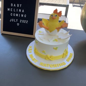 The Cake Shop - Baby shower 'baby chick hatching' cake. - Cupcakes Near Me - San Mateo, California The Cake Shop - Baby shower 'baby chick hatching' cake. - Cupcakes Near Me - San Mateo, California