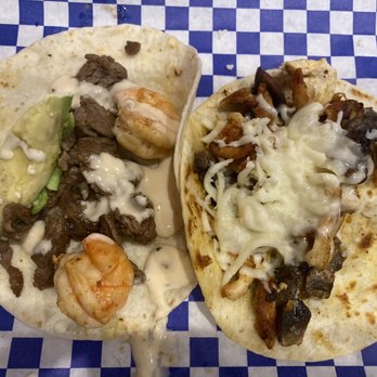 One Night Taco Stand - Left to right: surf & turf and the shroom. - Tacos Near Me - Jacksonville, Florida