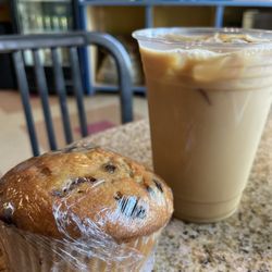 Flat Black Coffee Company - Cold brew and blueberry muffin