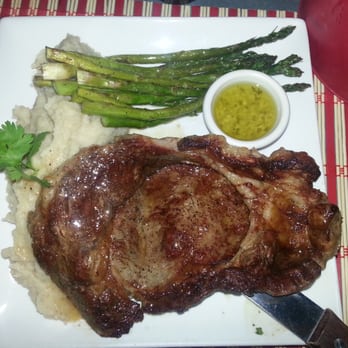 La Bella Havana - Rib eye with mashed potato and asparagous. - Cuban Near Me - Yonkers, New York La Bella Havana - Rib eye with mashed potato and asparagous. - Cuban Near Me - Yonkers, New York