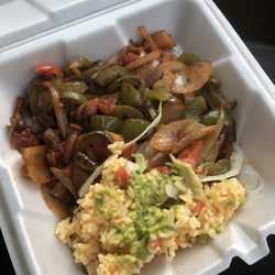 Milli’s Taqueria - Veggie Fajitas & rice.