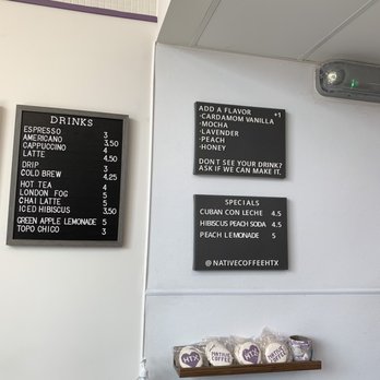 Native Coffee - drinks menu - Coffee & Tea Near Me - Houston, Texas Native Coffee - drinks menu - Coffee & Tea Near Me - Houston, Texas