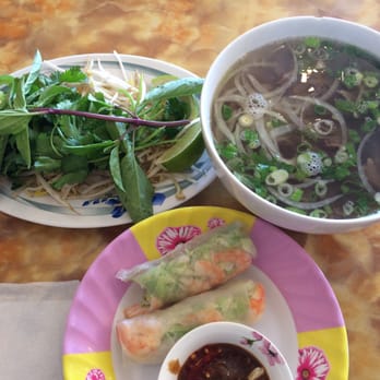 Pho Saigon - Beef and well done flank Pho with summer rolls - Vietnamese Near Me - Killeen, Texas