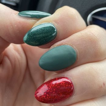 Rain Nails & Spa - Forest green 019 Mistletoe (index finger) for number, but that's the name Sparkle red (forgot the name) 116 - Nail Salons Near Me - Saratoga Springs, New York Rain Nails & Spa - Forest green 019 Mistletoe (index finger) for number, but that's the name Sparkle red (forgot the name) 116 - Nail Salons Near Me - Saratoga Springs, New York